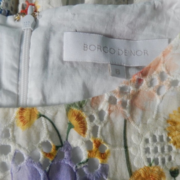 Borgo De Nor Bia Floral Print Broderie Anglaise Eyelet Cotton Voile Mini Dress - Picture 2 of 7